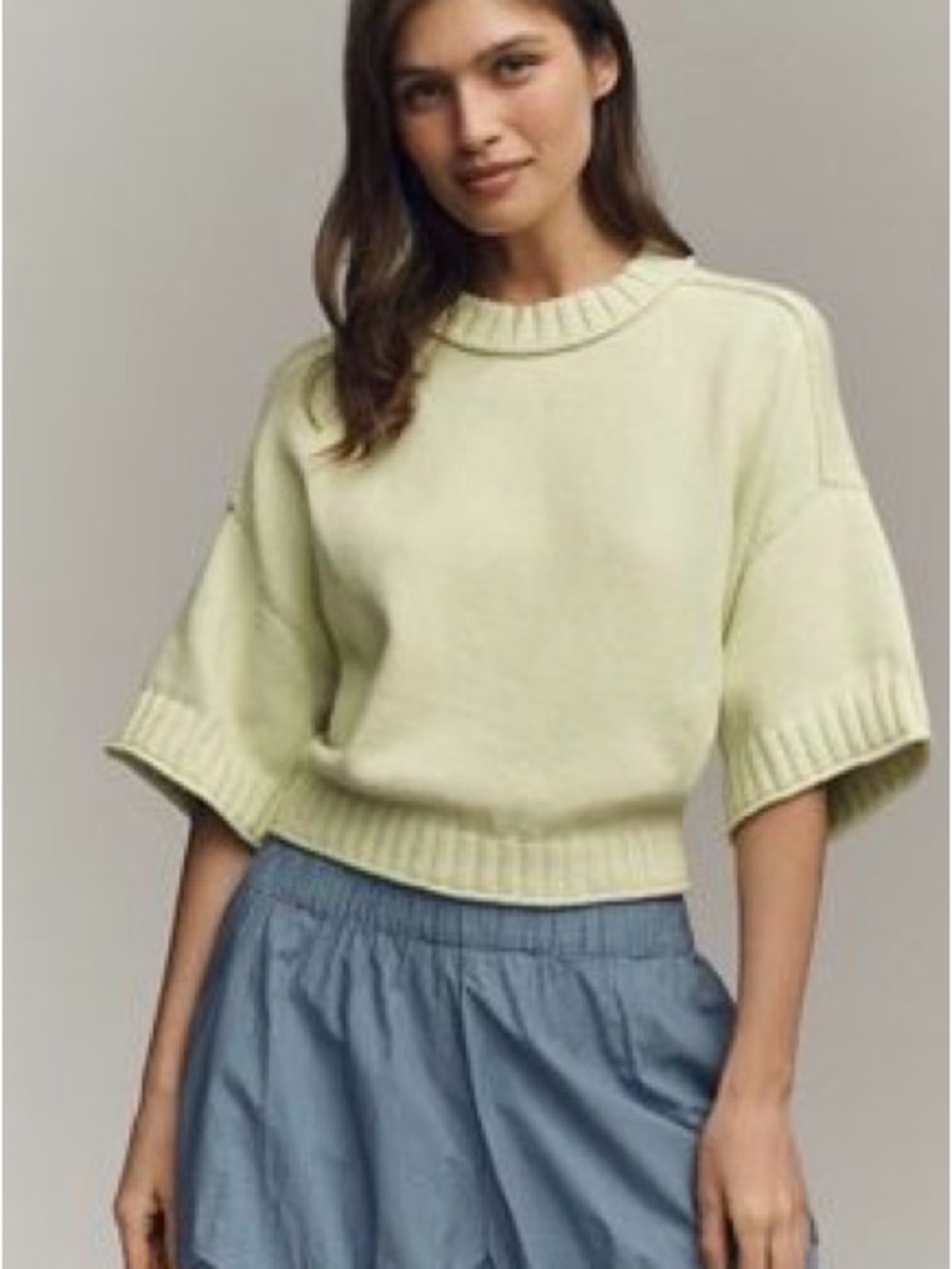 Anthropologie Golide Sweater Matcha XL Short-Sleeve Crewneck Sweater